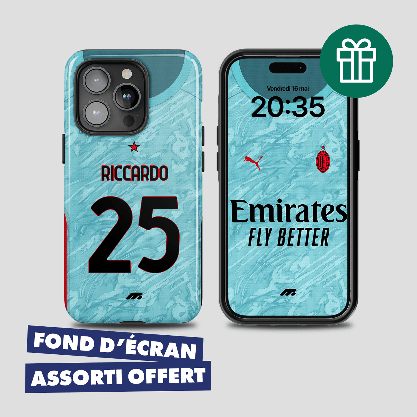 Coque AC Milan football personnalisable pour téléphone