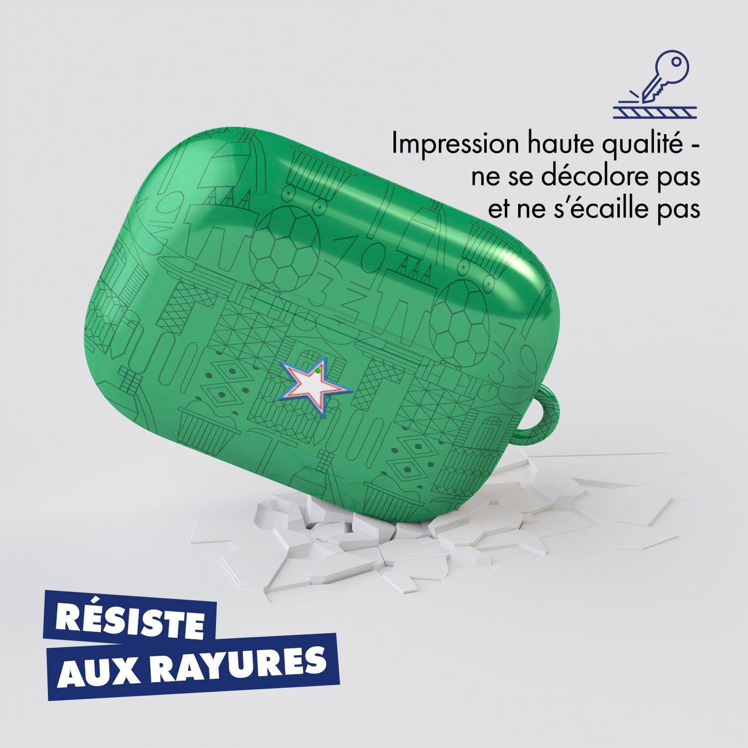 Coque pour AirPods & Samsung buds football AS Saint-Etienne