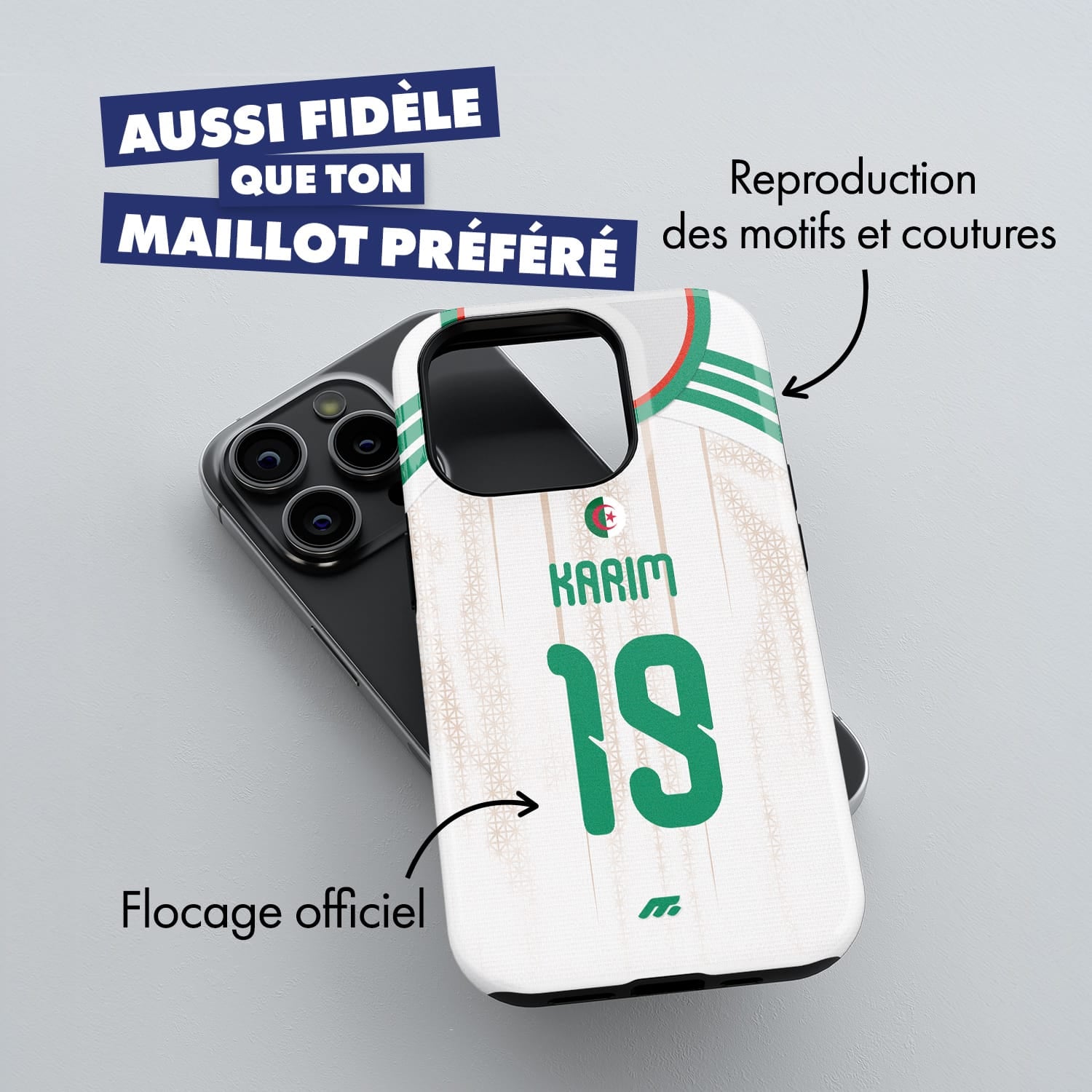 Coque Algerie football personnalisable pour téléphone - iPhone, Samsung, Google, Xiaomi, Oppo