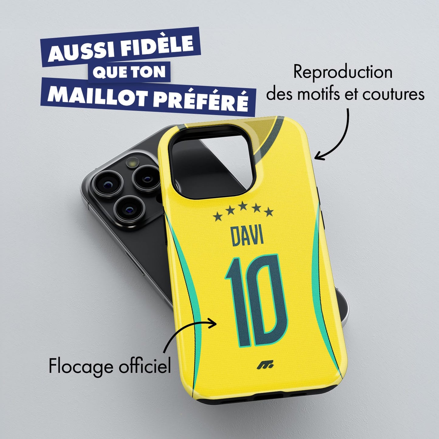 Coque Brésil football personnalisable pour téléphone - iPhone, Samsung, Google, Xiaomi, Oppo