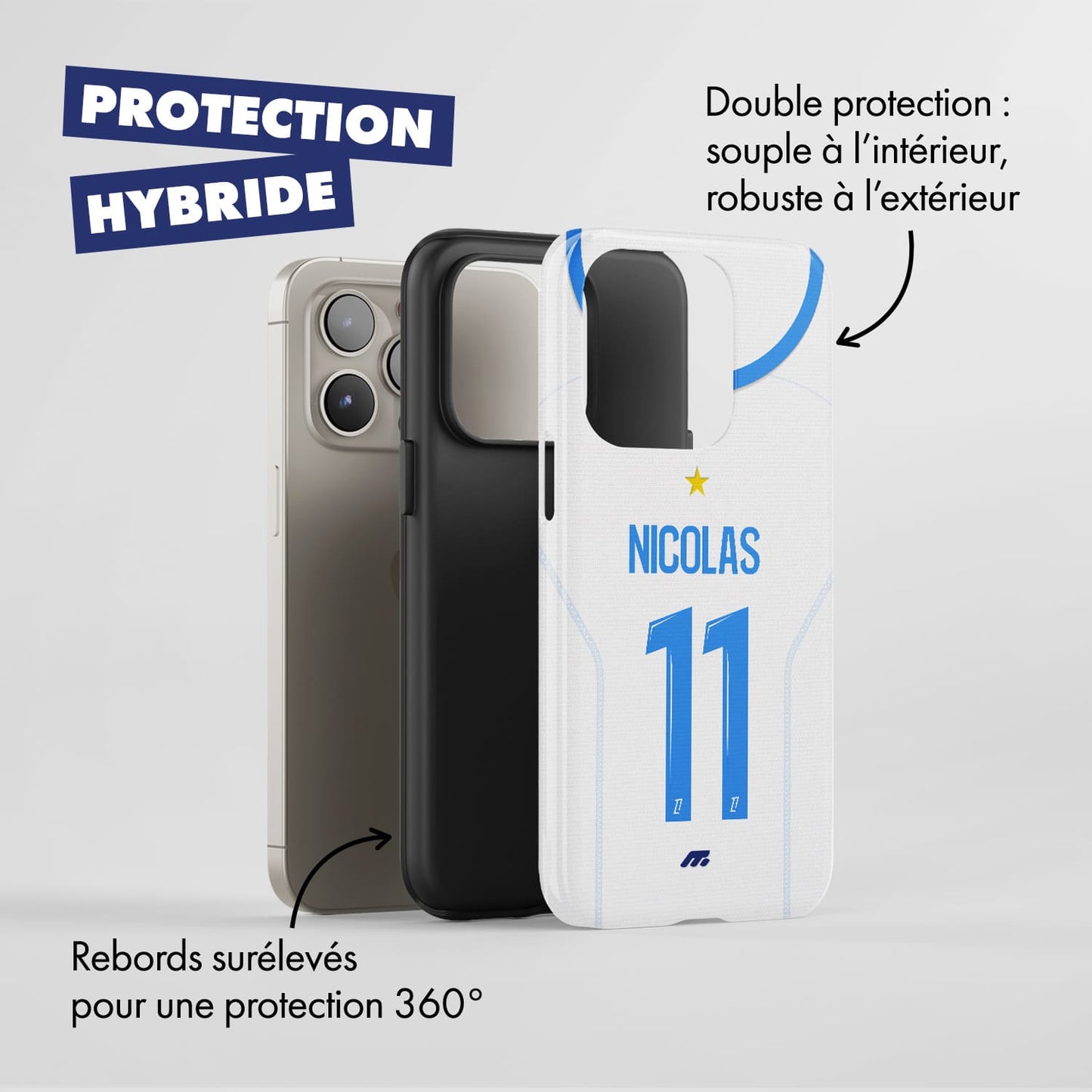 Coque Olympique de Marseille football personnalisable pour téléphone