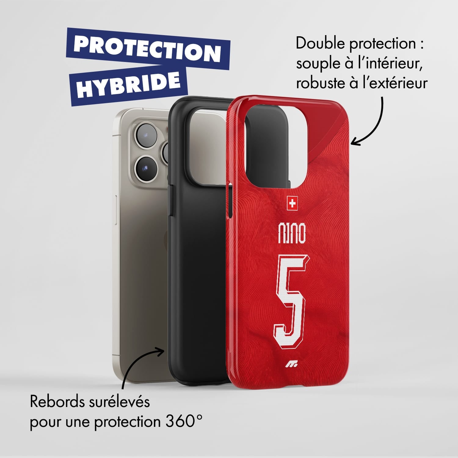 Coque Suisse football personnalisable pour téléphone - iPhone, Samsung, Google, Xiaomi, Oppo