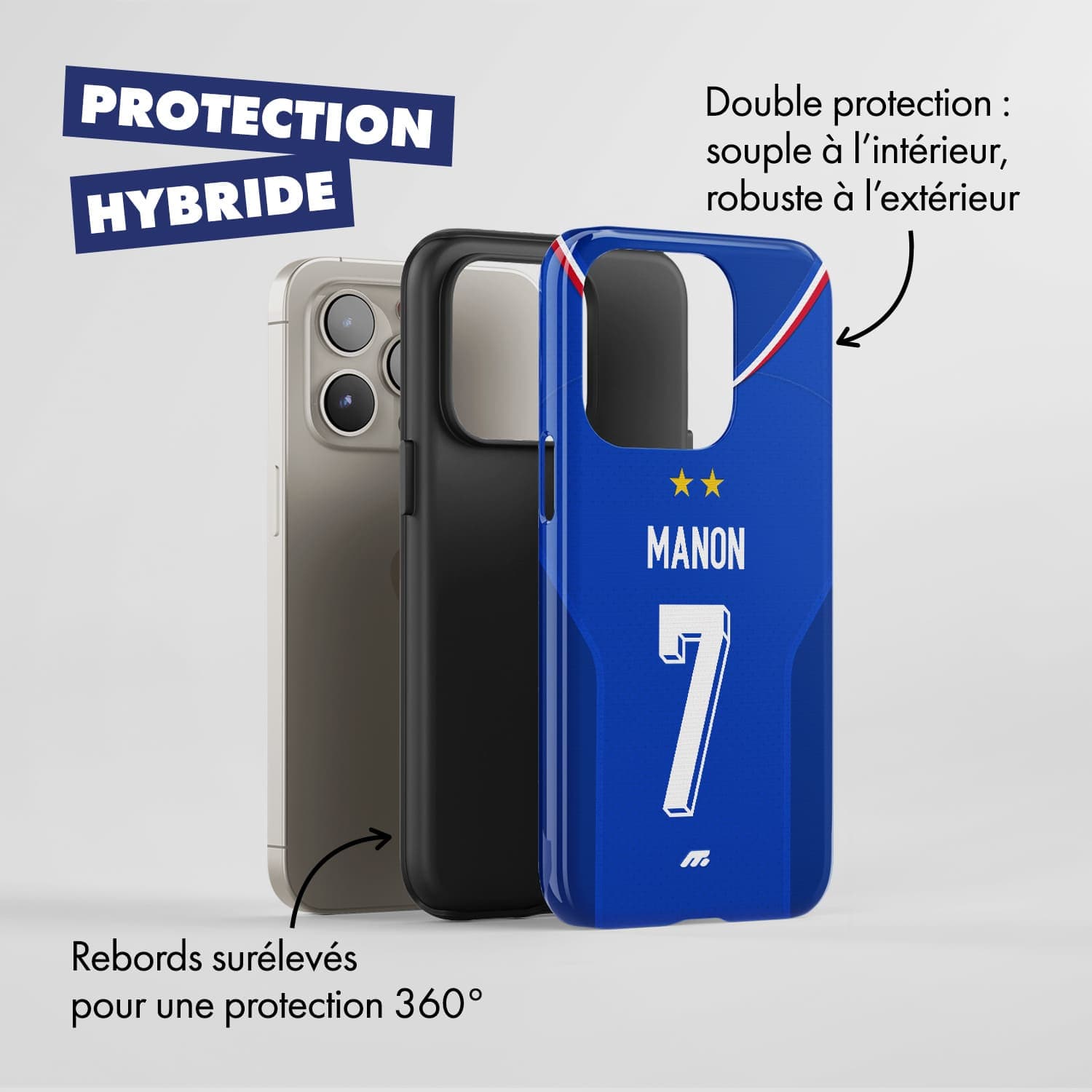 Coque Equipe de France football personnalisable pour téléphone 