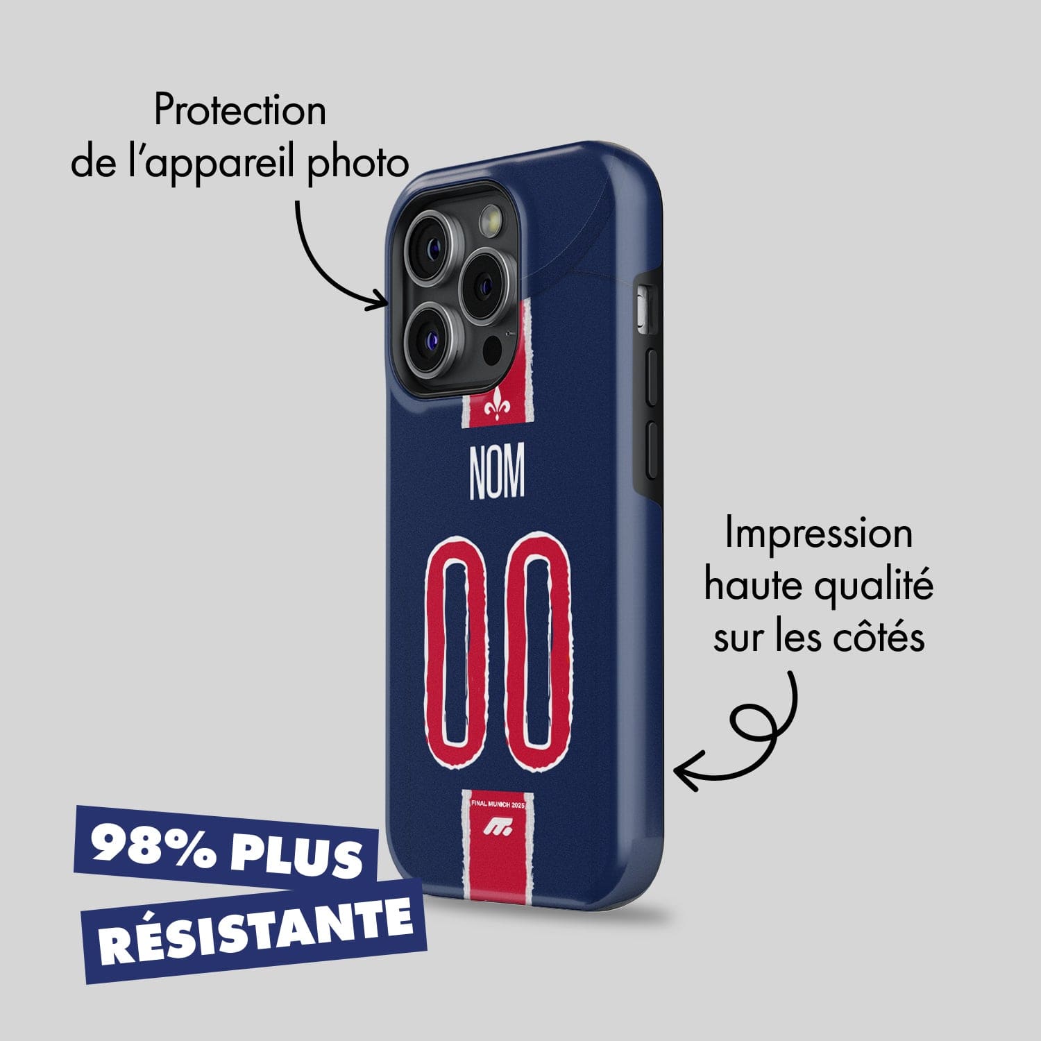Coque PSG football personnalisable pour téléphone