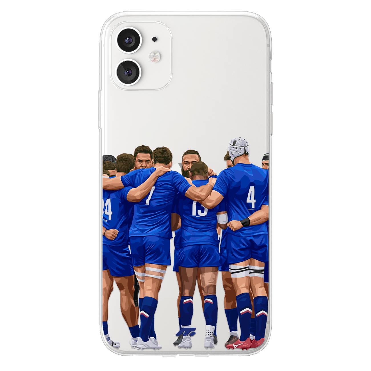 Coque de téléphone en silicone transparent du XV de France